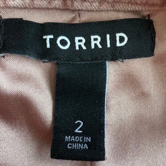 Torrid Pink Velvet Moto Jacket with Lattice Tie Sleeves Size 2 - Picture 8 of 10